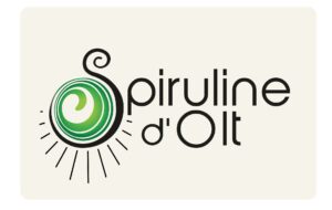 logo Spiruline d'Olt - écriture noire et spirale verte dans le S de spiruline